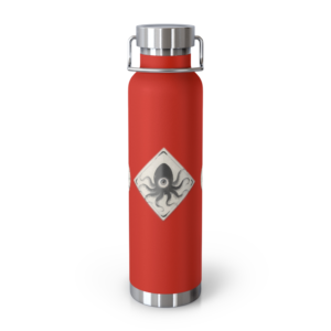 22oz Copper Vacuum Insulated Water Bottle — Octopus Clam Glyph Design