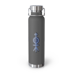 22oz Copper Vacuum Insulated Water Bottle —with Blue Glyphs Design