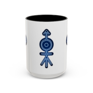 Blue Neon Glyph Coffee Mug — 11/15oz Accent Ceramic Cup